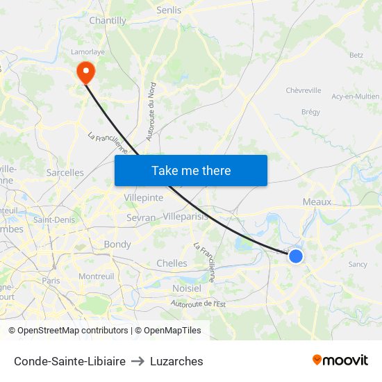 Conde-Sainte-Libiaire to Luzarches map