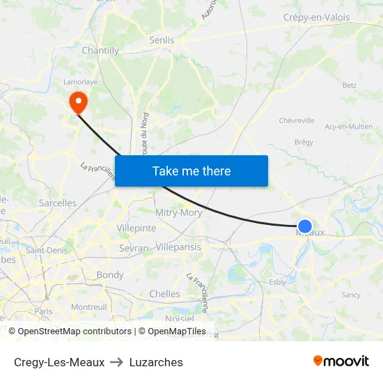 Cregy-Les-Meaux to Luzarches map