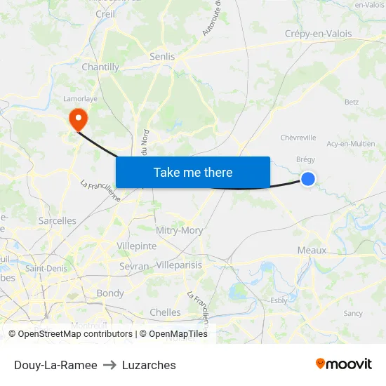 Douy-La-Ramee to Luzarches map