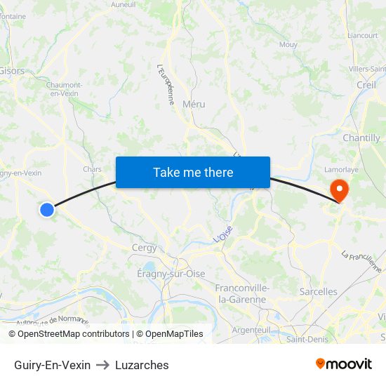 Guiry-En-Vexin to Luzarches map
