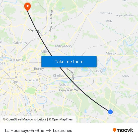 La Houssaye-En-Brie to Luzarches map