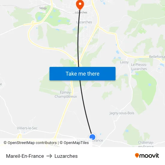 Mareil-En-France to Luzarches map