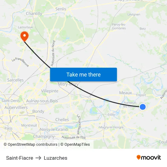 Saint-Fiacre to Luzarches map