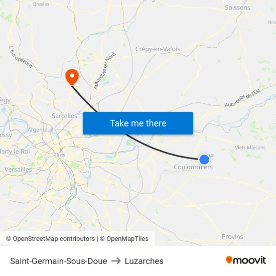 Saint-Germain-Sous-Doue to Luzarches map