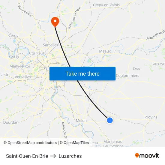 Saint-Ouen-En-Brie to Luzarches map