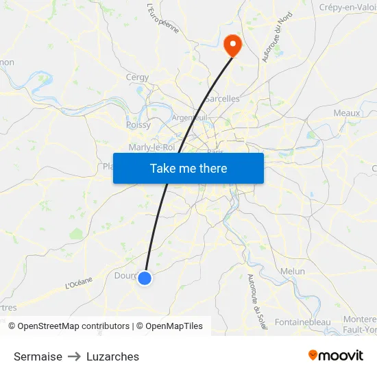 Sermaise to Luzarches map