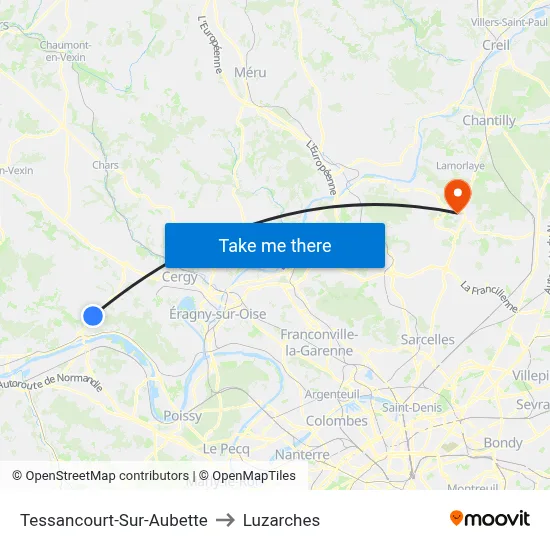 Tessancourt-Sur-Aubette to Luzarches map