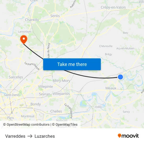 Varreddes to Luzarches map