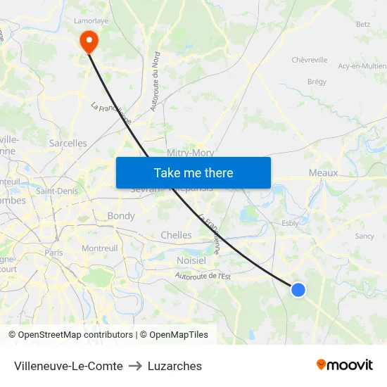 Villeneuve-Le-Comte to Luzarches map
