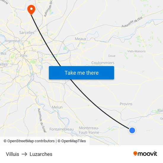 Villuis to Luzarches map