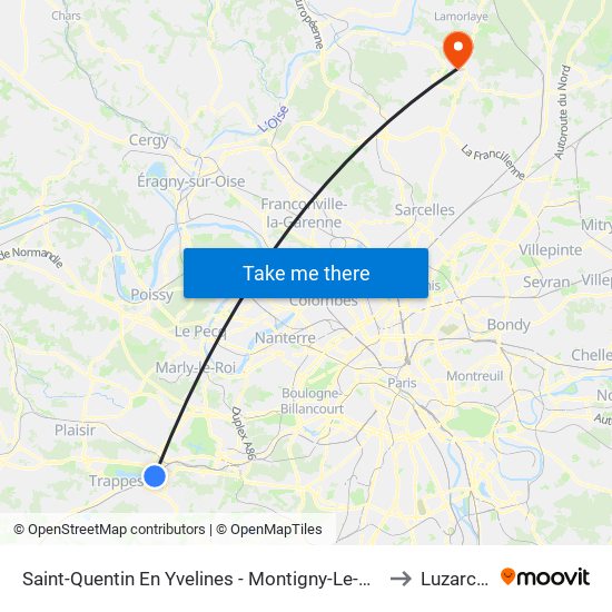 Saint-Quentin En Yvelines - Montigny-Le-Bretonneux to Luzarches map