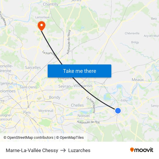Marne-La-Vallée Chessy to Luzarches map