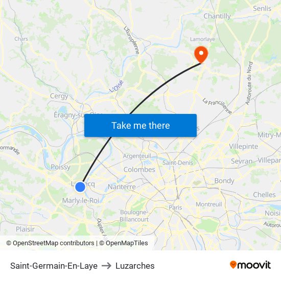 Saint-Germain-En-Laye to Luzarches map