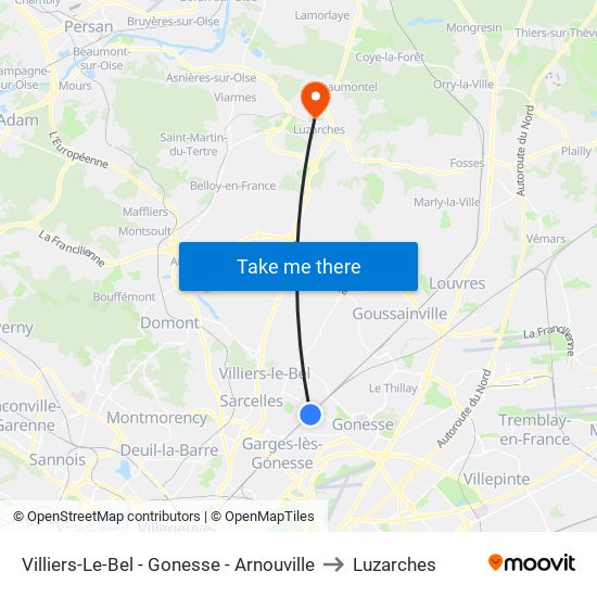 Villiers-Le-Bel - Gonesse - Arnouville to Luzarches map