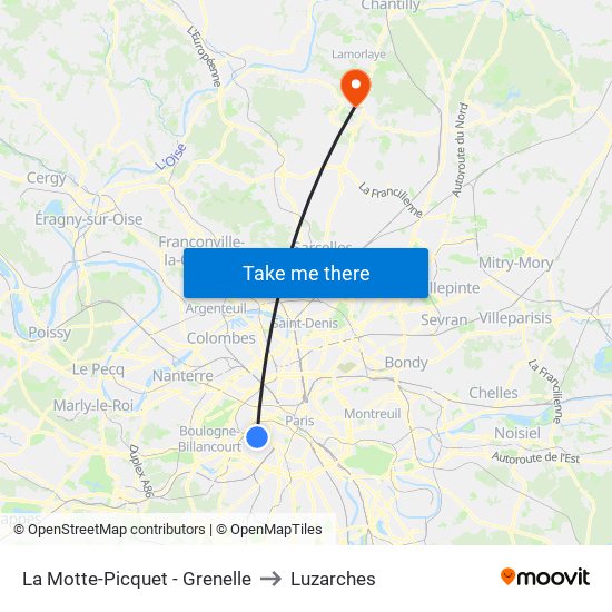 La Motte-Picquet - Grenelle to Luzarches map