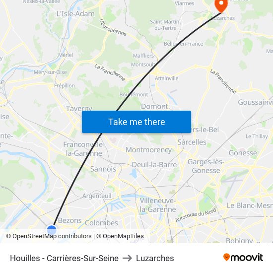 Houilles - Carrières-Sur-Seine to Luzarches map