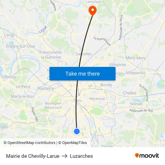 Mairie de Chevilly-Larue to Luzarches map