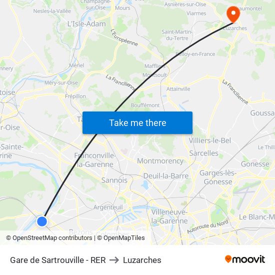 Gare de Sartrouville - RER to Luzarches map