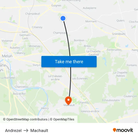 Andrezel to Machault map