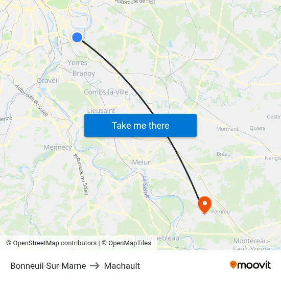 Bonneuil-Sur-Marne to Machault map