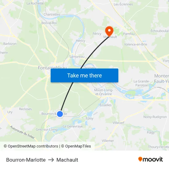 Bourron-Marlotte to Machault map