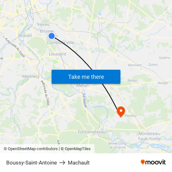 Boussy-Saint-Antoine to Machault map