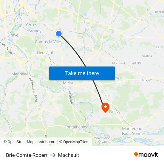 Brie-Comte-Robert to Machault map