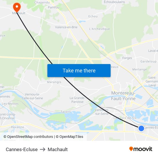 Cannes-Ecluse to Machault map