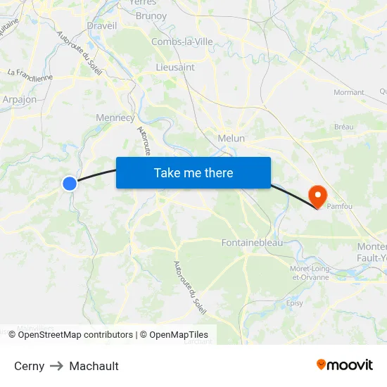 Cerny to Machault map