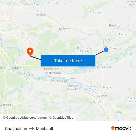 Chalmaison to Machault map