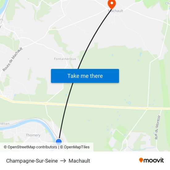 Champagne-Sur-Seine to Machault map