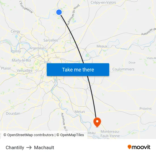 Chantilly to Machault map