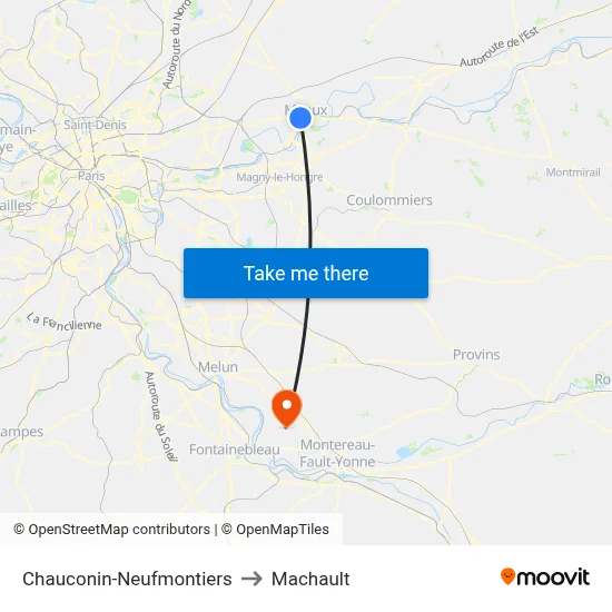 Chauconin-Neufmontiers to Machault map