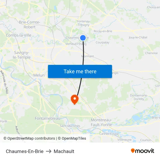 Chaumes-En-Brie to Machault map