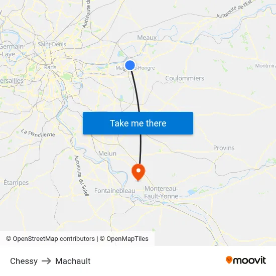 Chessy to Machault map