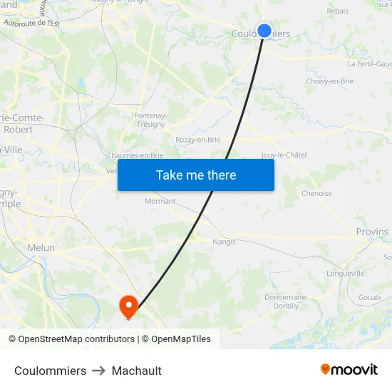 Coulommiers to Machault map