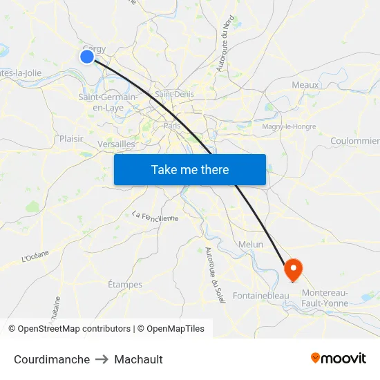 Courdimanche to Machault map