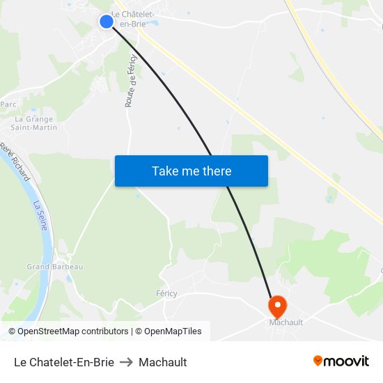 Le Chatelet-En-Brie to Machault map