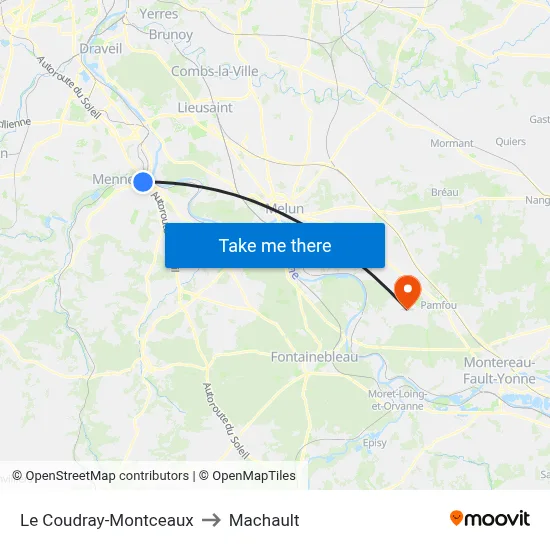 Le Coudray-Montceaux to Machault map