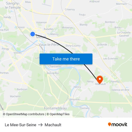 Le Mee-Sur-Seine to Machault map