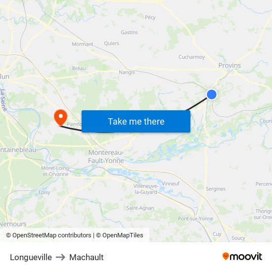 Longueville to Machault map