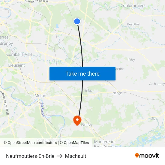 Neufmoutiers-En-Brie to Machault map