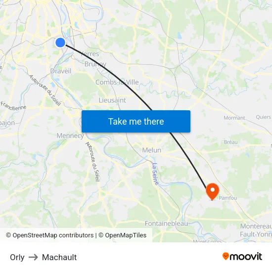 Orly to Machault map