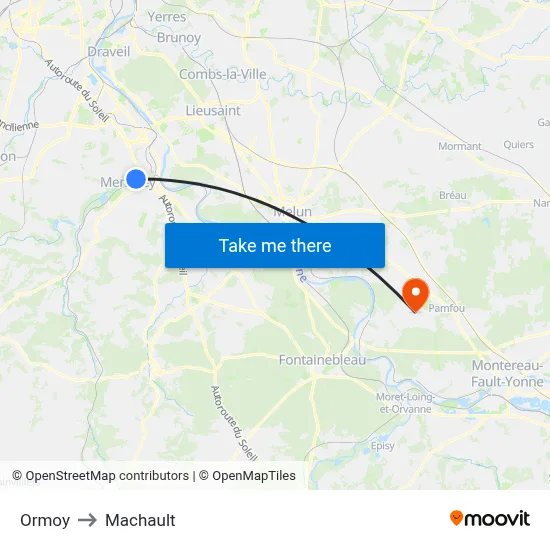 Ormoy to Machault map