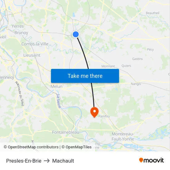 Presles-En-Brie to Machault map