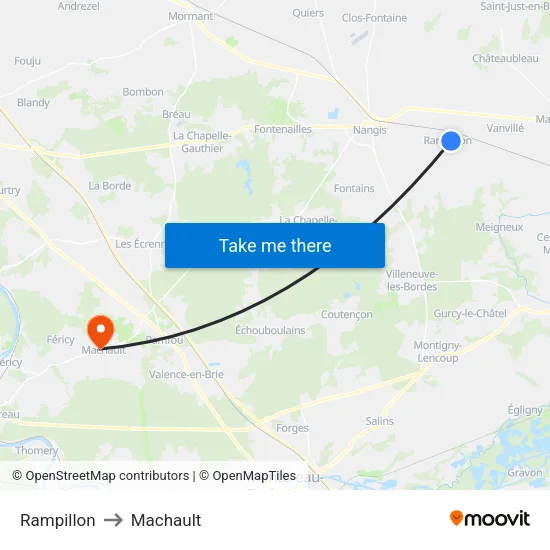 Rampillon to Machault map