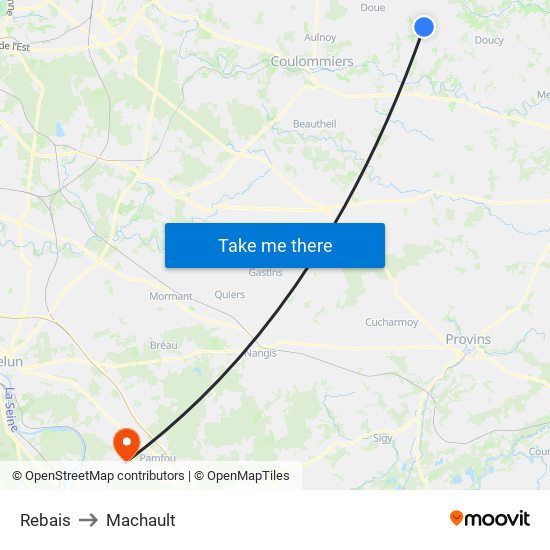 Rebais to Machault map