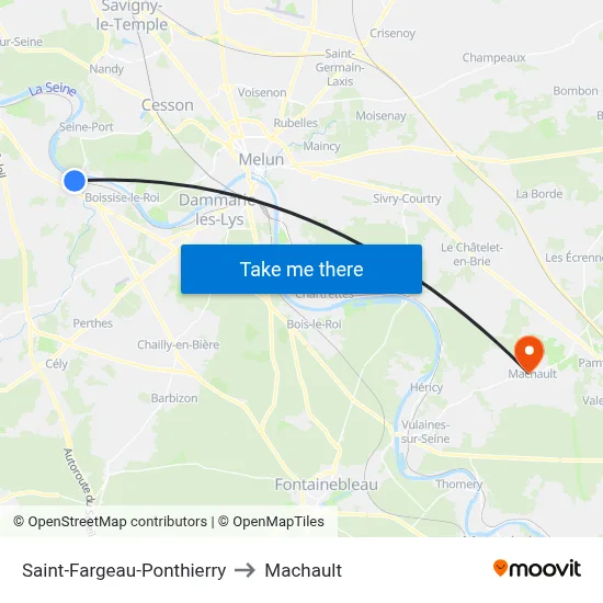 Saint-Fargeau-Ponthierry to Machault map