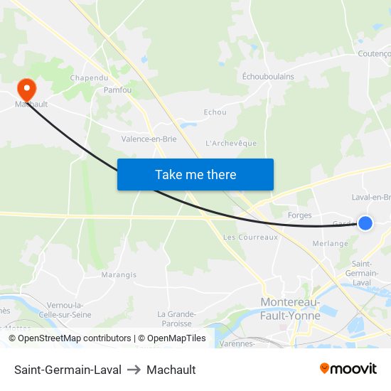 Saint-Germain-Laval to Machault map