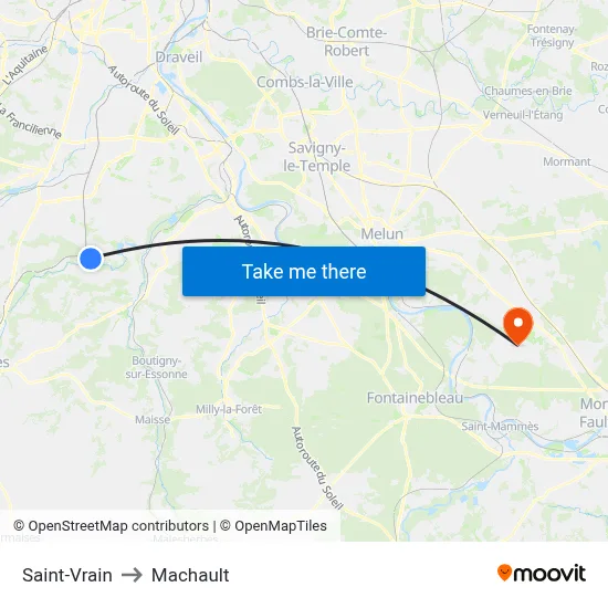 Saint-Vrain to Machault map